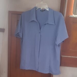 Chic Blue Button-Up Blouse
